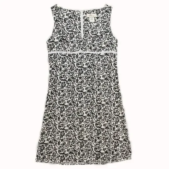 Women's Size 12 Large Sleeveless Dress dBy Ltd. Black White Floral Knee Length - Picture 1 of 5